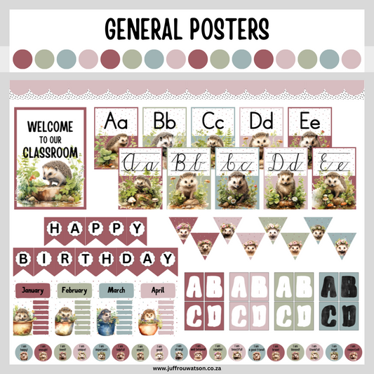 Floral Hedgehog Classroom Theme | Blommende Krimpvarkie Klaskamertema