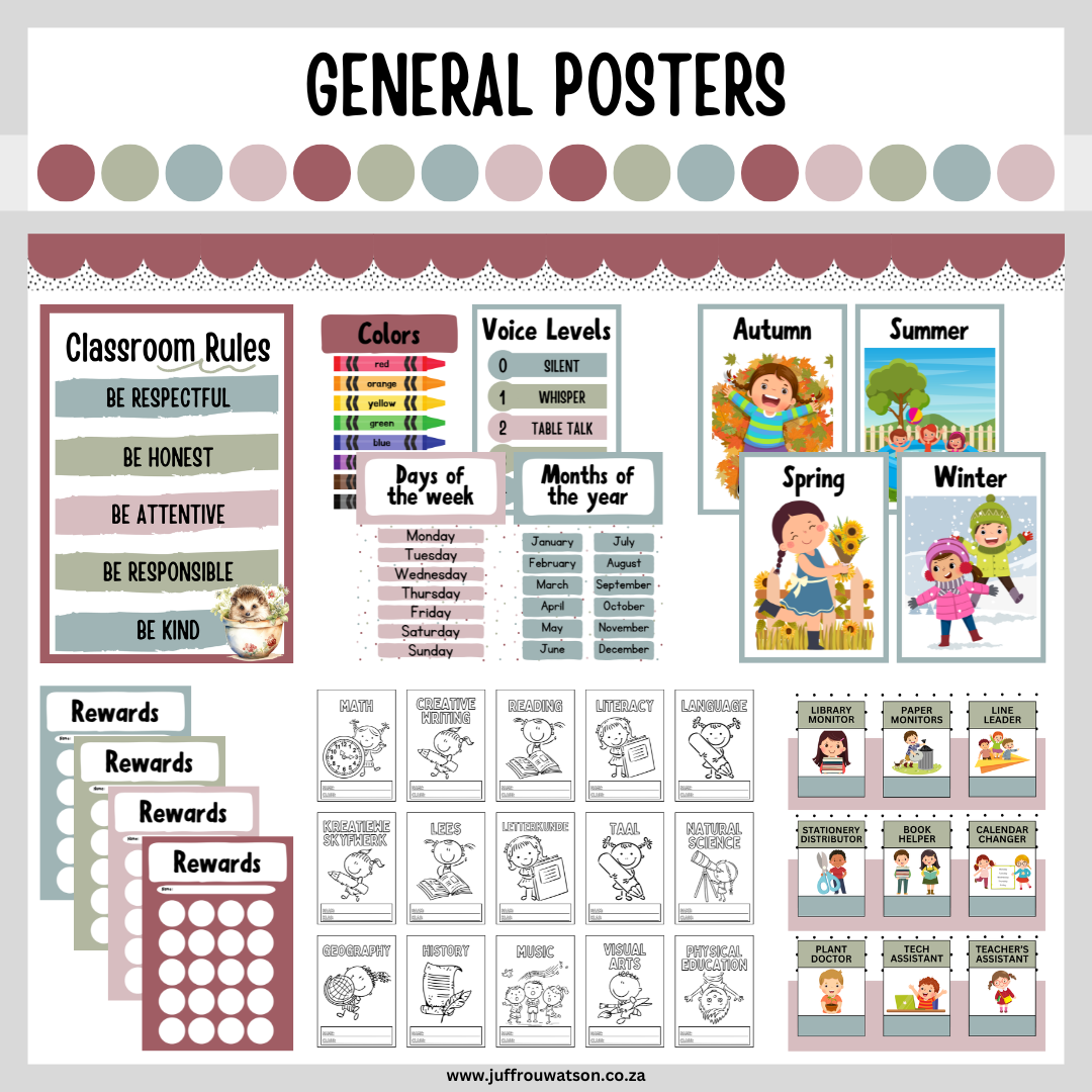 Floral Hedgehog Classroom Theme | Blommende Krimpvarkie Klaskamertema