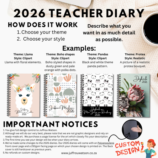 2026 Teacher Diary | Custom Design