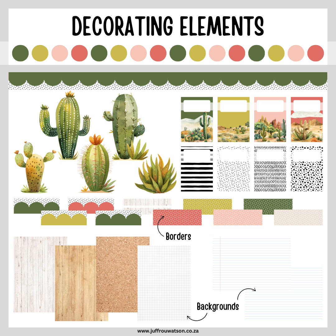 Cacti Cactus Classroom Theme | Kaktus Klaskamertema