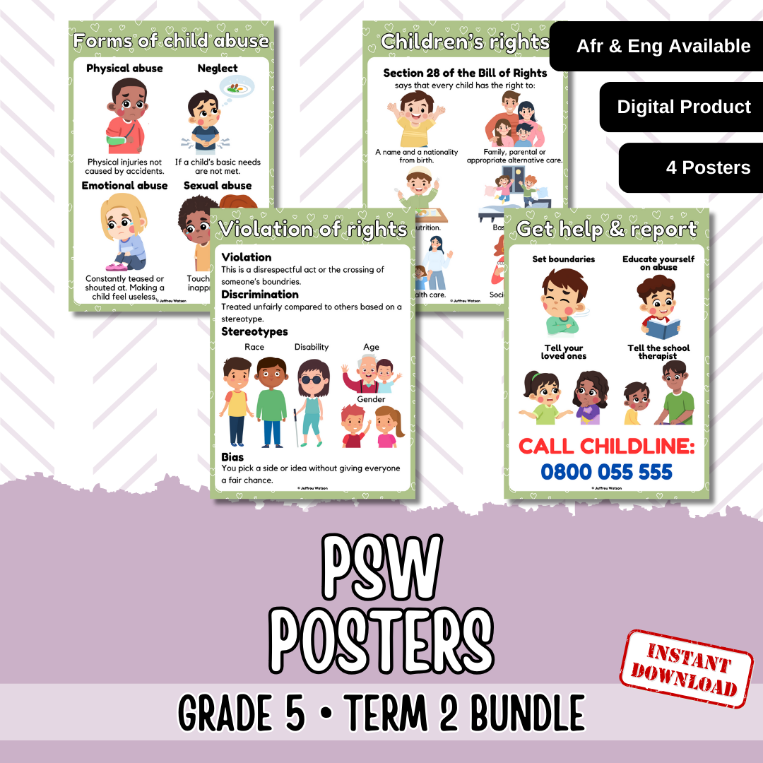 Gr5 PSW Term 2 Posters | Gr5 Kwartaal 2 Plakkate