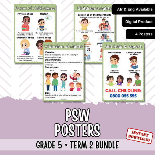 Gr5 PSW Term 2 Posters | Gr5 Kwartaal 2 Plakkate