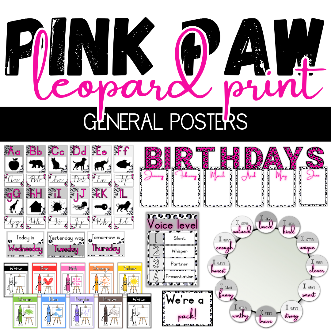Pink Paw Leopard Print Classroom Theme