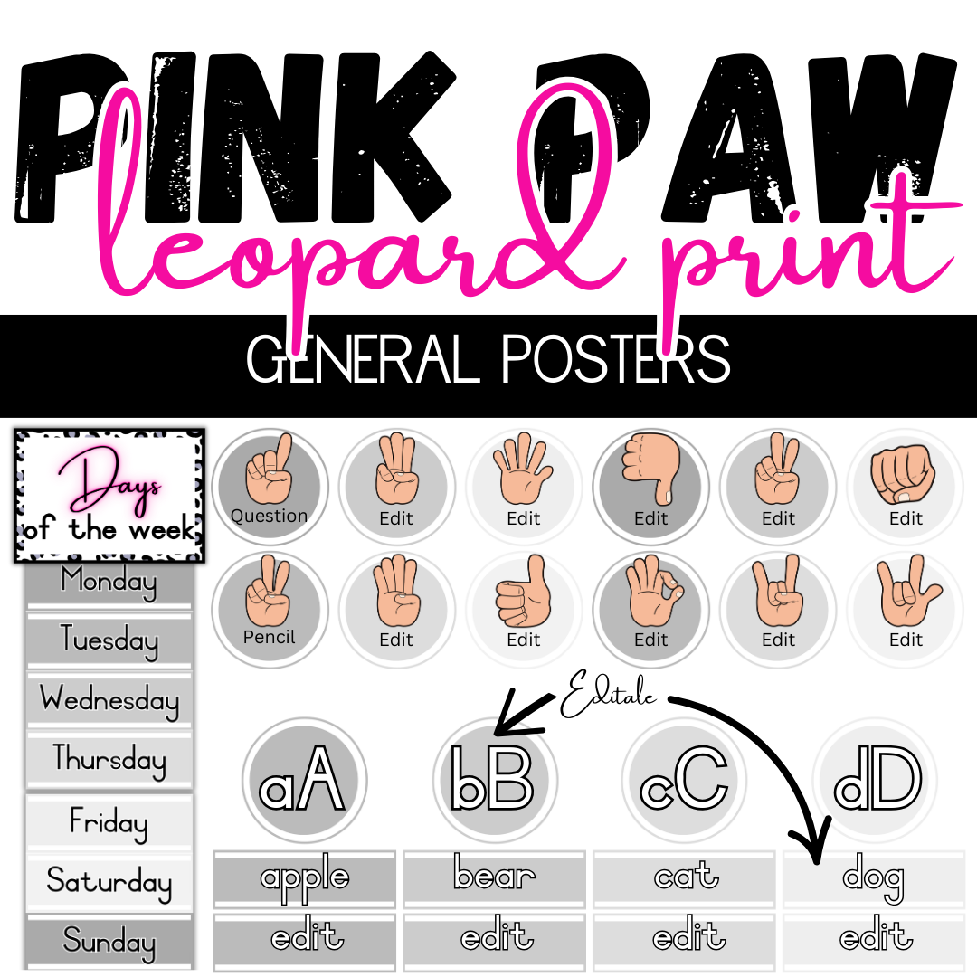 Pink Paw Leopard Print Classroom Theme