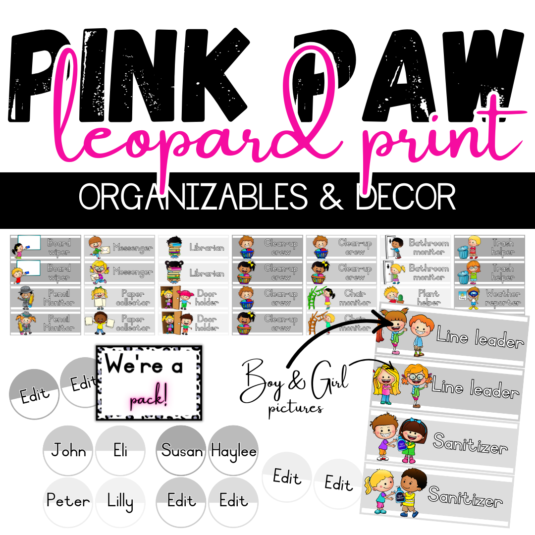Pink Paw Leopard Print Classroom Theme