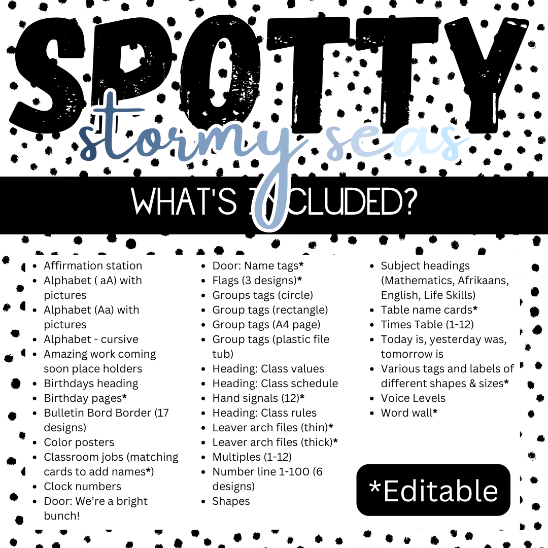 Spotty Stormy Seas Classroom Theme