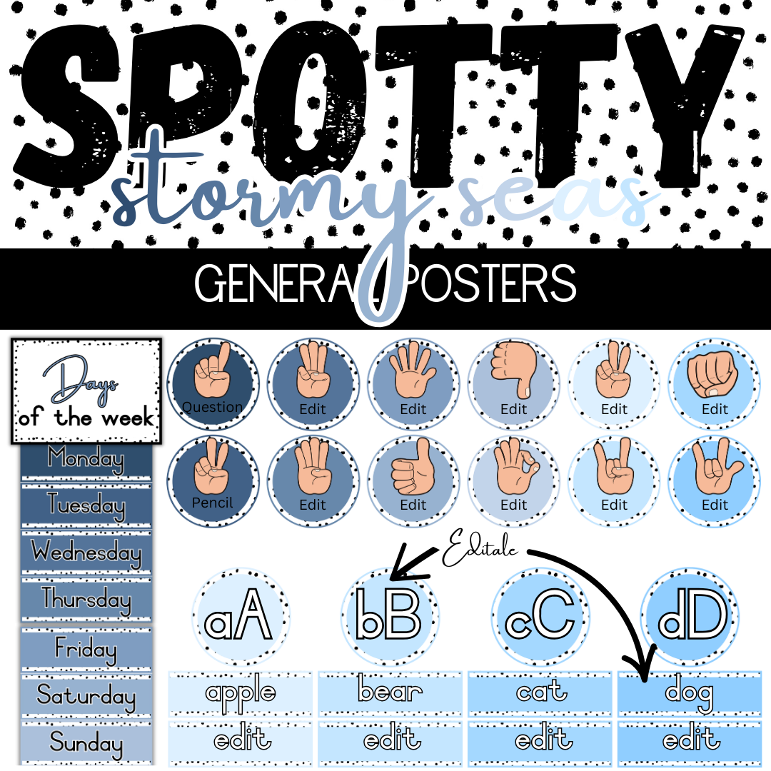 Spotty Stormy Seas Classroom Theme