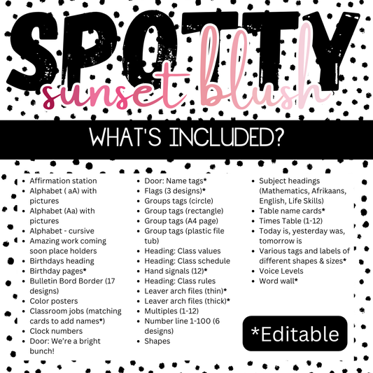 Spotty Sunset Blush Paradise Classroom Theme