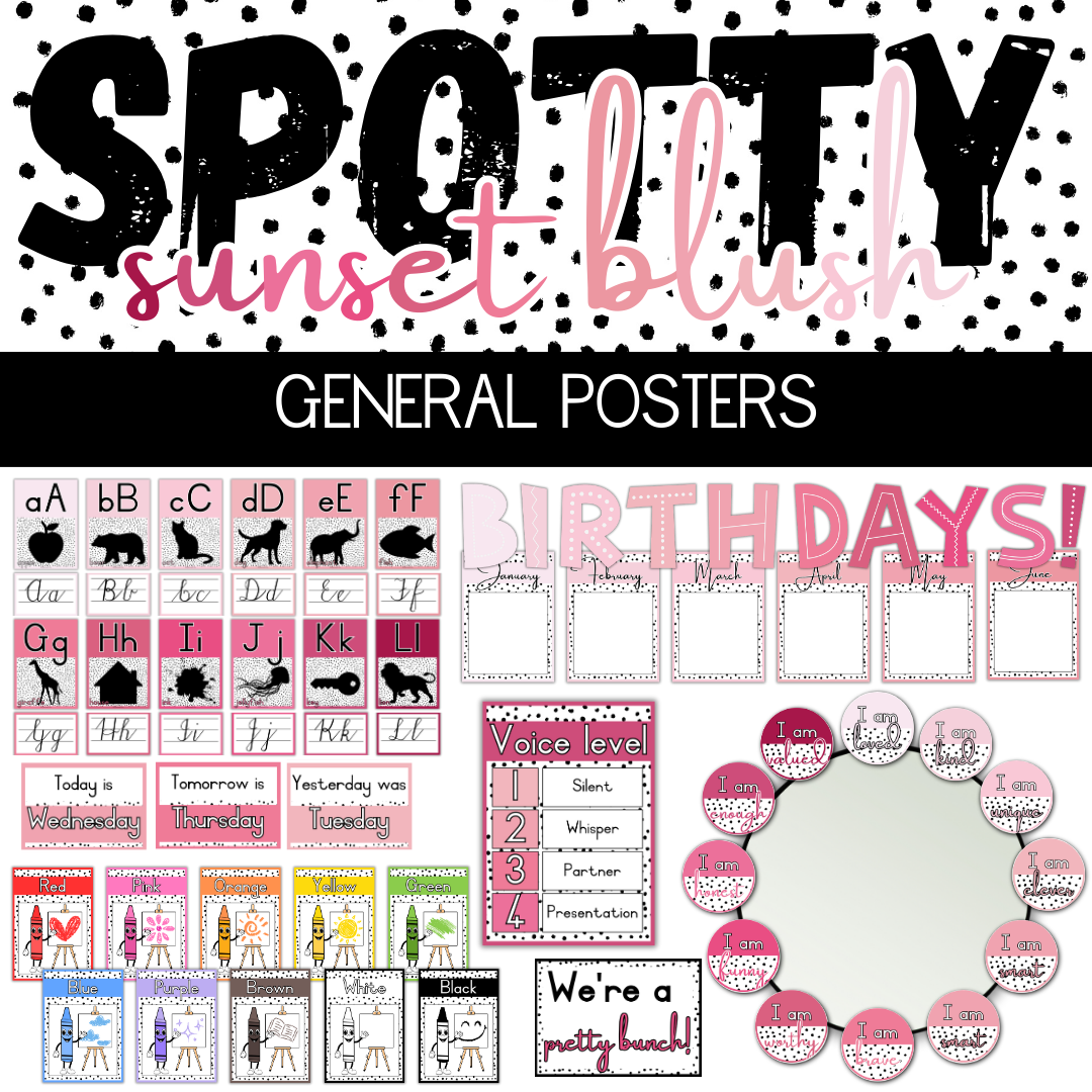 Spotty Sunset Blush Paradise Classroom Theme
