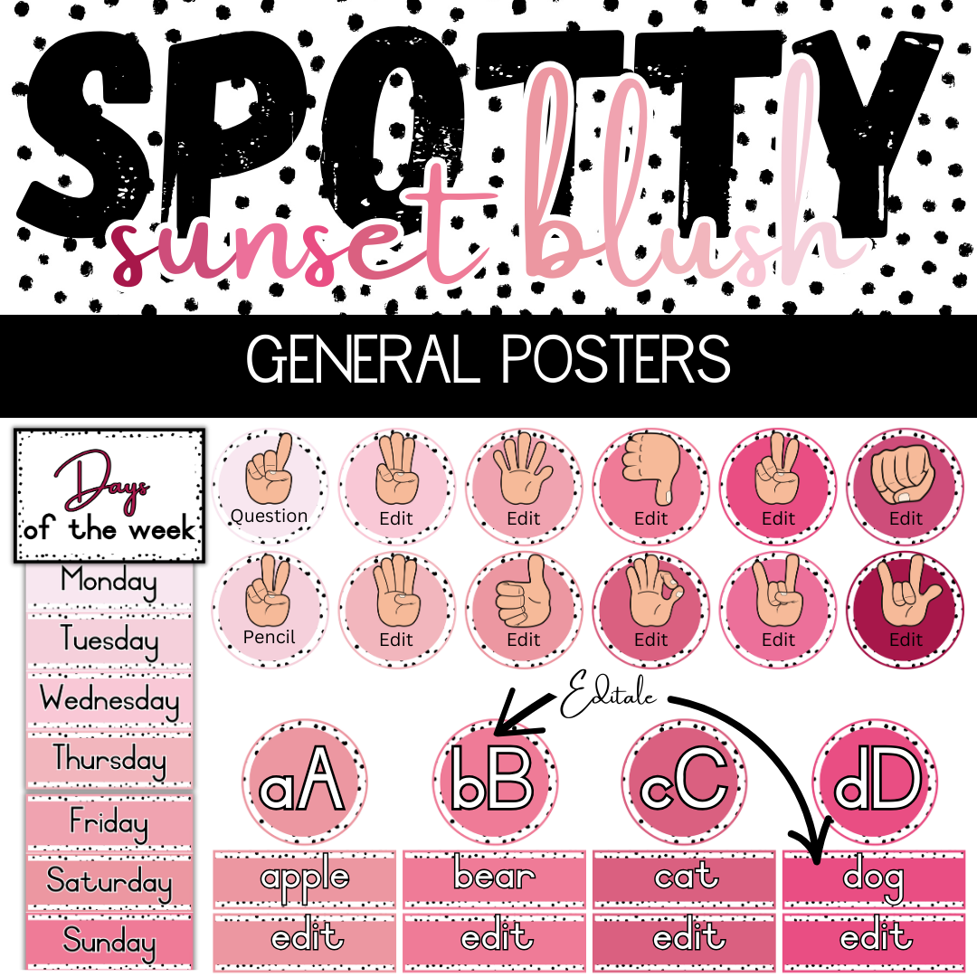 Spotty Sunset Blush Paradise Classroom Theme