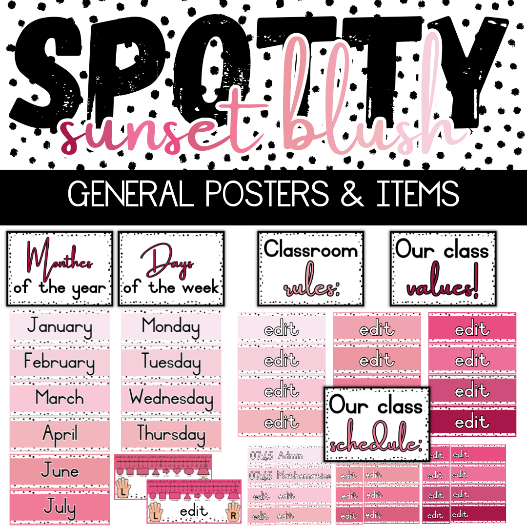 Spotty Sunset Blush Paradise Classroom Theme