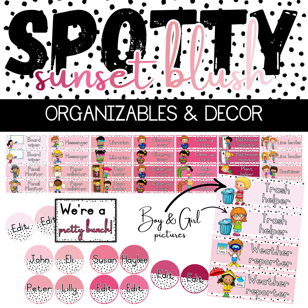 Spotty Sunset Blush Paradise Classroom Theme