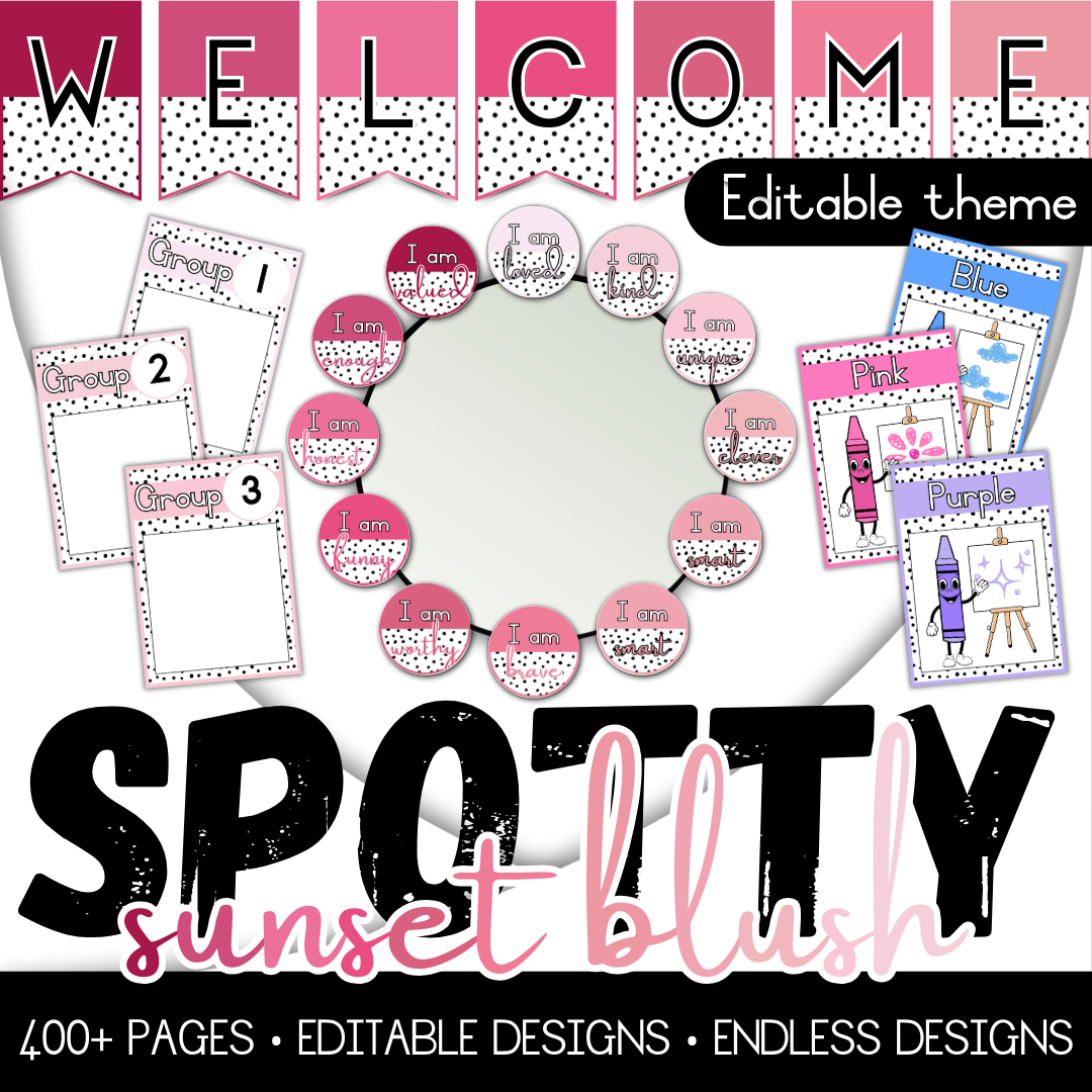 Spotty Sunset Blush Paradise Classroom Theme