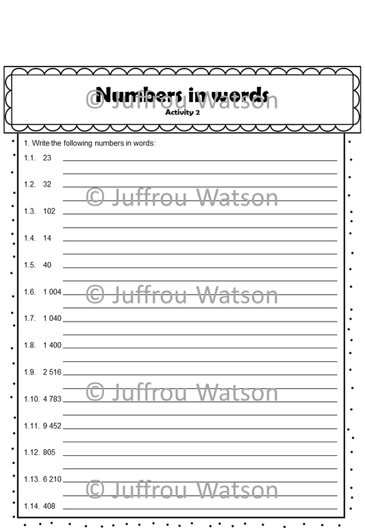 Rewriting numbers in words | Getalle in woorde