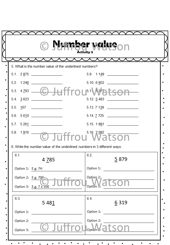 Place Value Number Value | Getalwaarde Plekwaarde