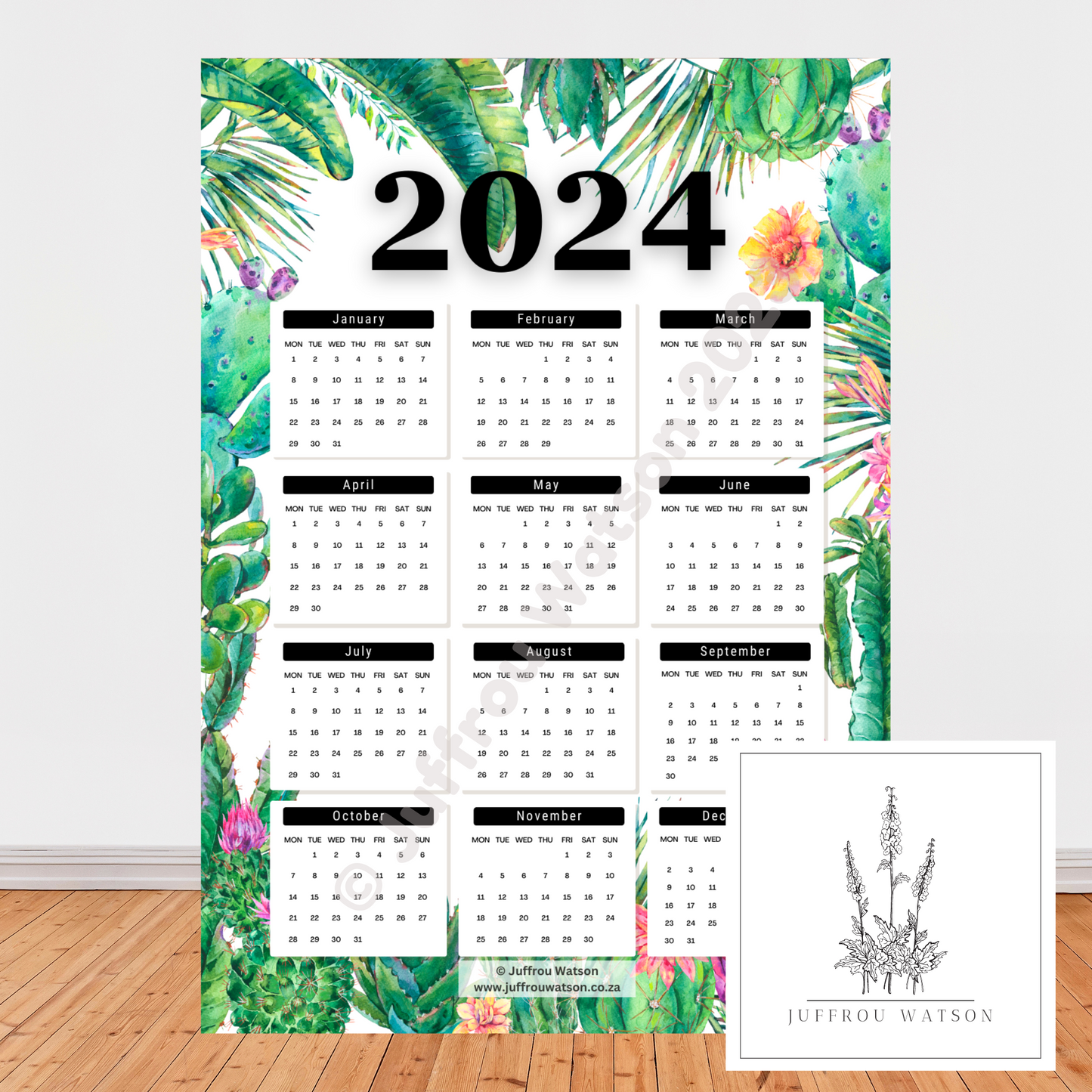 2024 Wall Calendar - Succulents