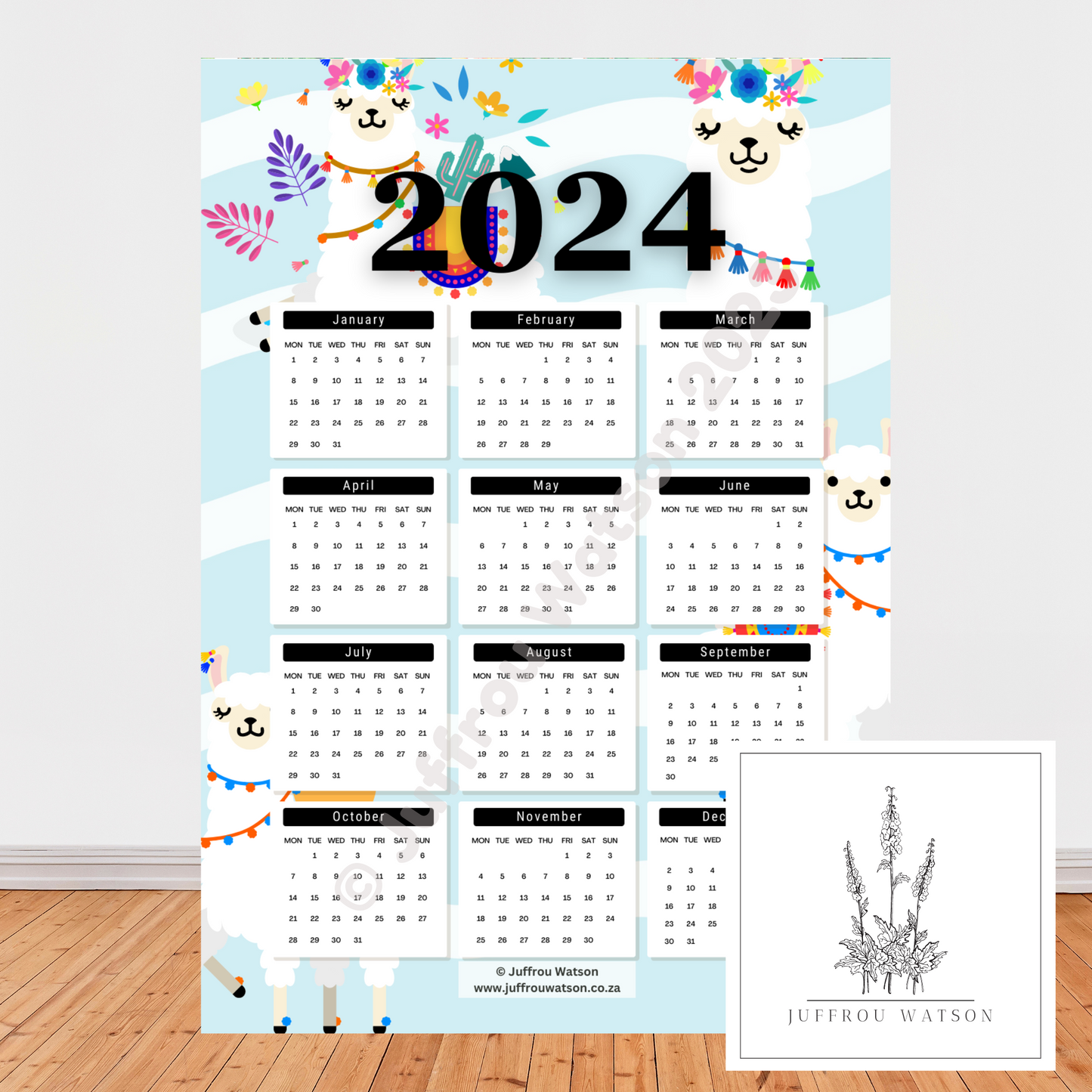 2024 Wall Calendar - Llama Alpaca