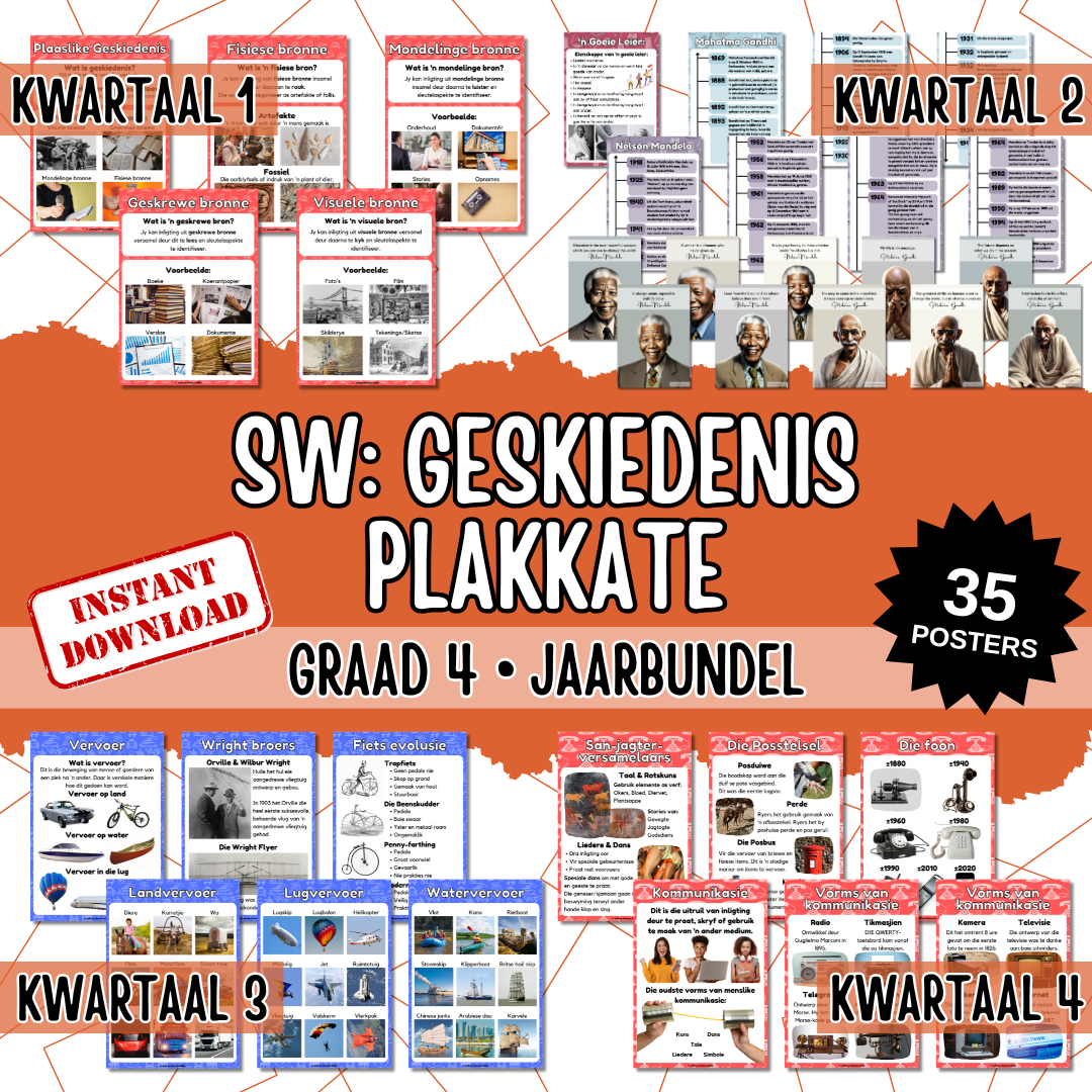 Gr4 History Year Bundle Posters | Gr4 Geskiedenis Jaarbundel Plakkate