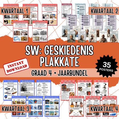 Gr4 History Year Bundle Posters | Gr4 Geskiedenis Jaarbundel Plakkate