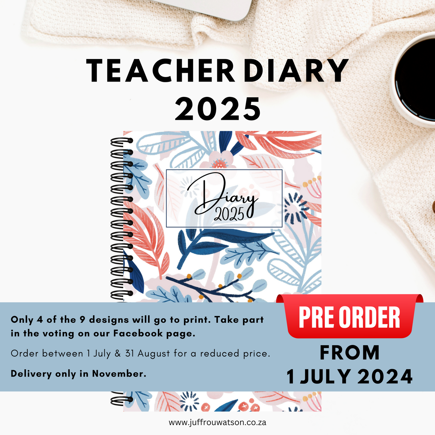 2025 Teacher Diary - Floral (A5 only)