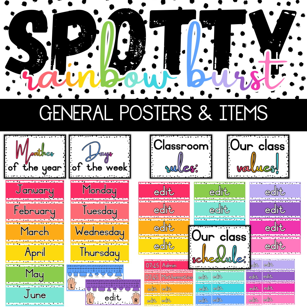 Spotty Rainbow Burst Classroom Theme