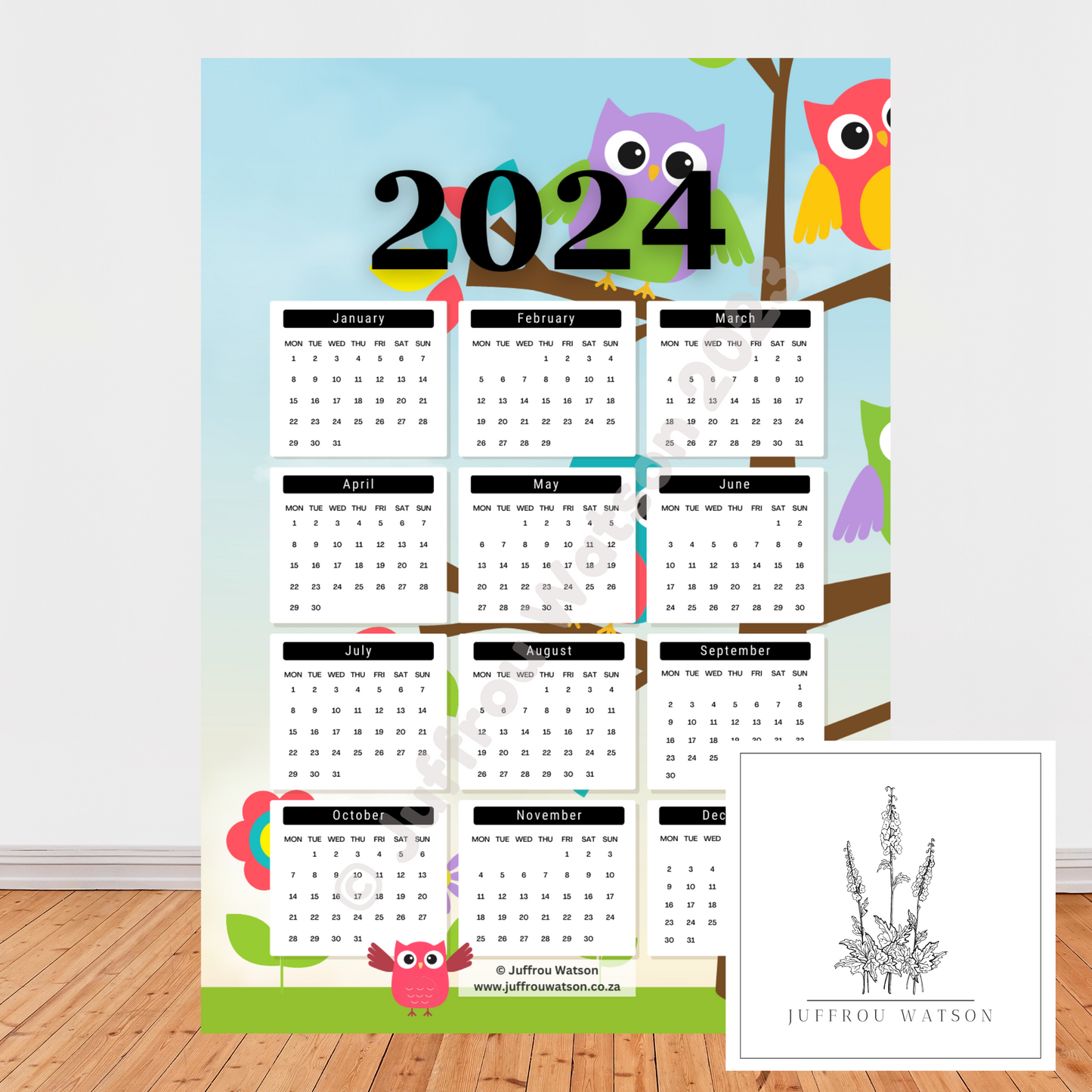 2024 Wall Calendar - Owl