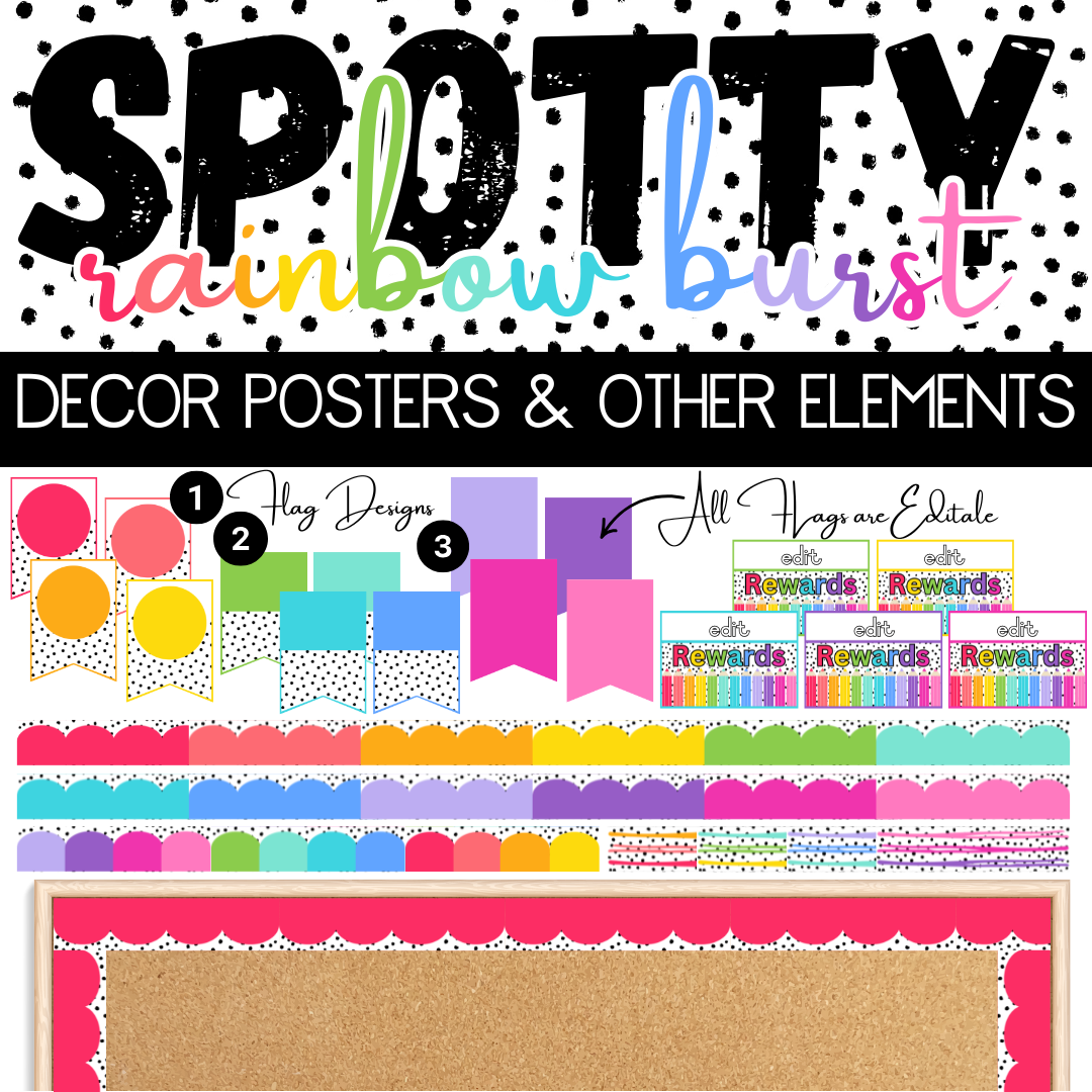 Spotty Rainbow Burst Classroom Theme