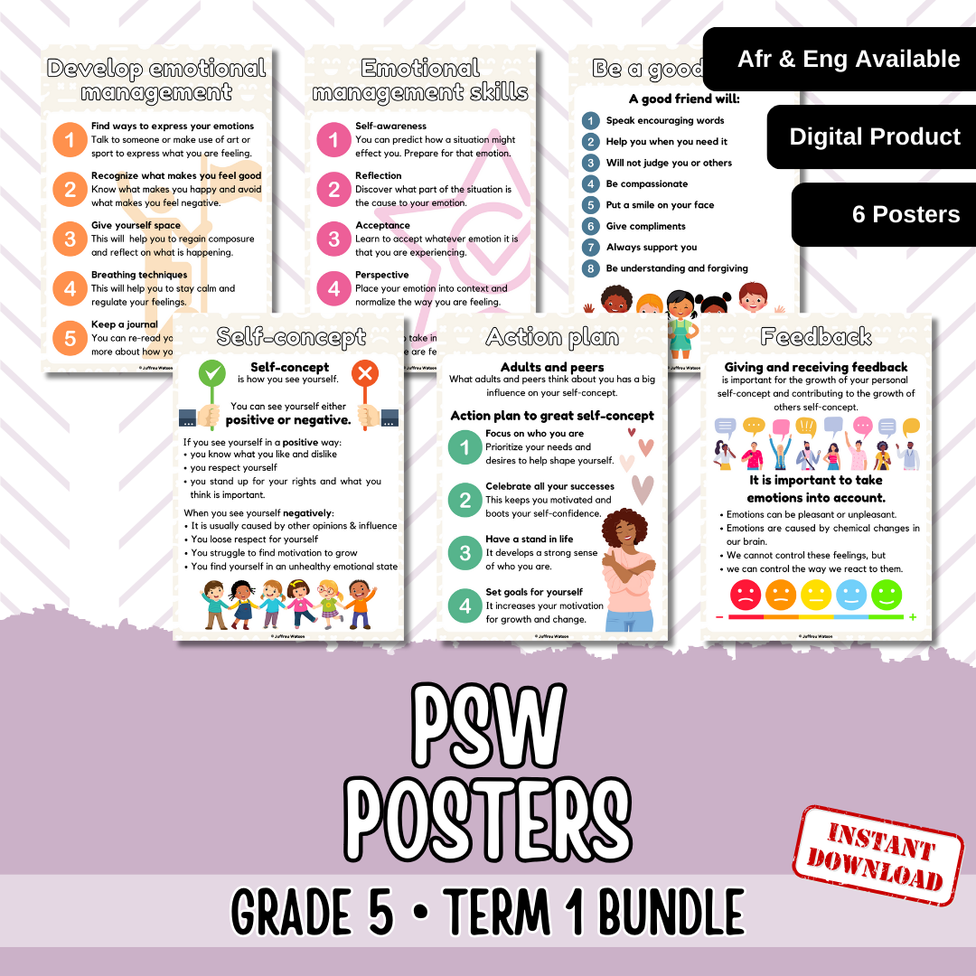 Gr5 PSW Term 1 Posters | Gr5 Kwartaal 1 Plakkate