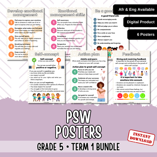 Gr5 PSW Term 1 Posters | Gr5 Kwartaal 1 Plakkate