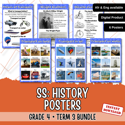 Gr4 History Term 3 Posters | Gr4 Geskiedenis Kwartaal 3 Plakkate