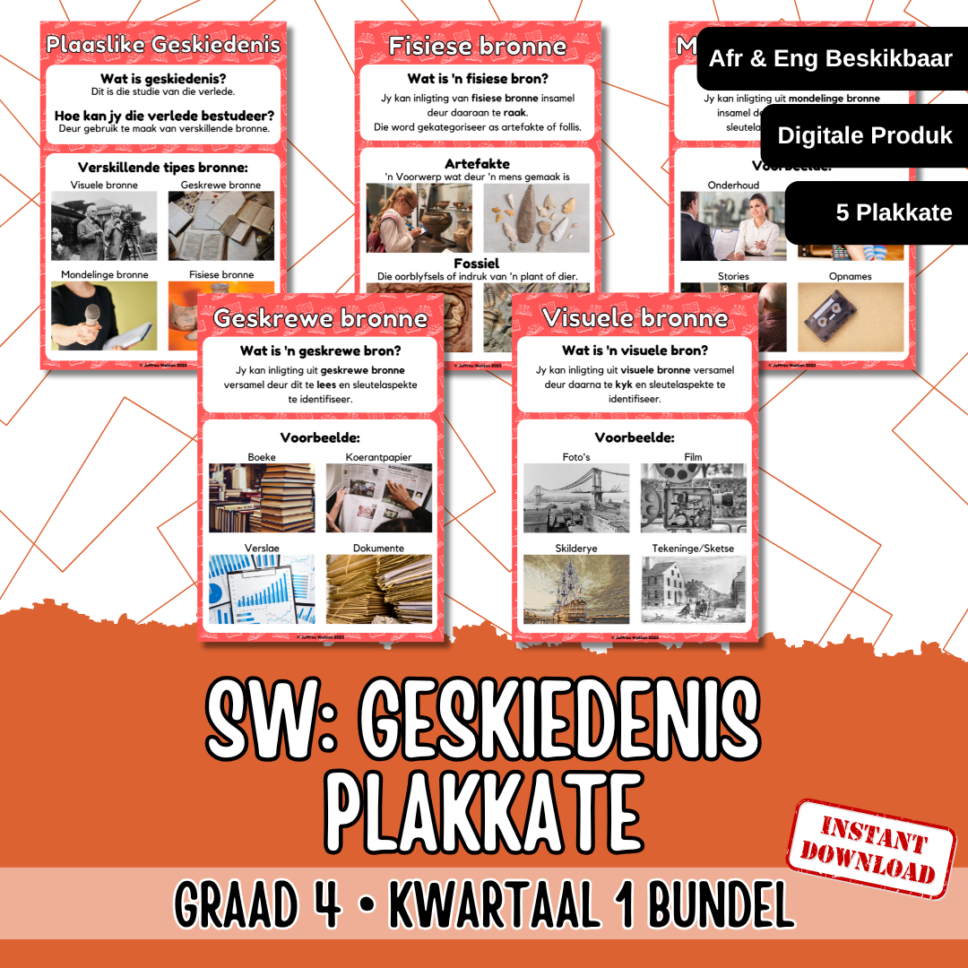 Gr4 History Year Bundle Posters | Gr4 Geskiedenis Jaarbundel Plakkate