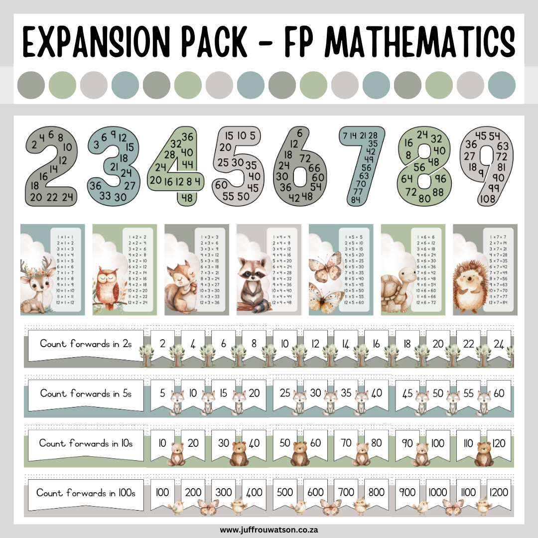Boho Woodlands Foundation Phase Math Expansion Pack | Boho Bosveld Grondslagfase Wiskunde Pakket
