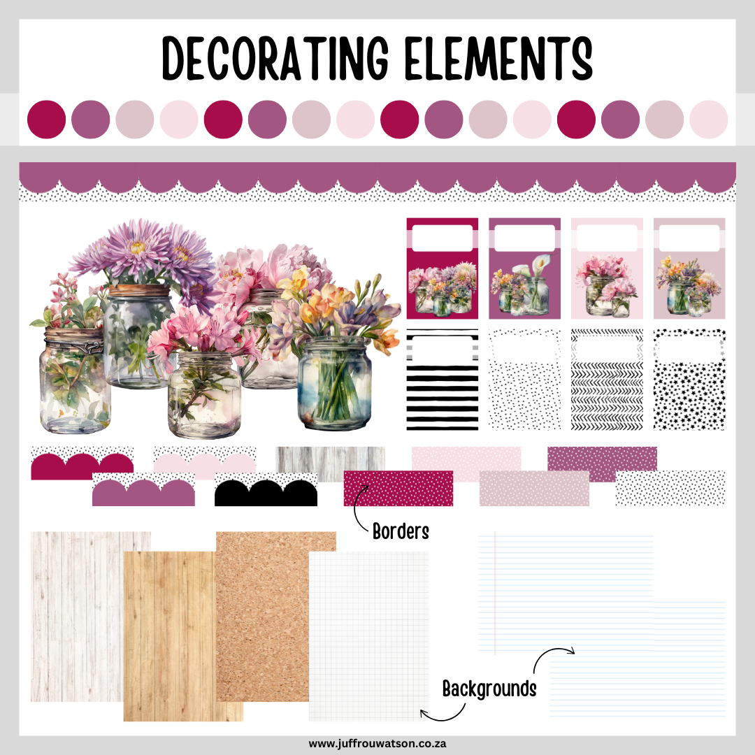 Flowers 1 Classroom Theme | Blomme 1 Klaskamertema