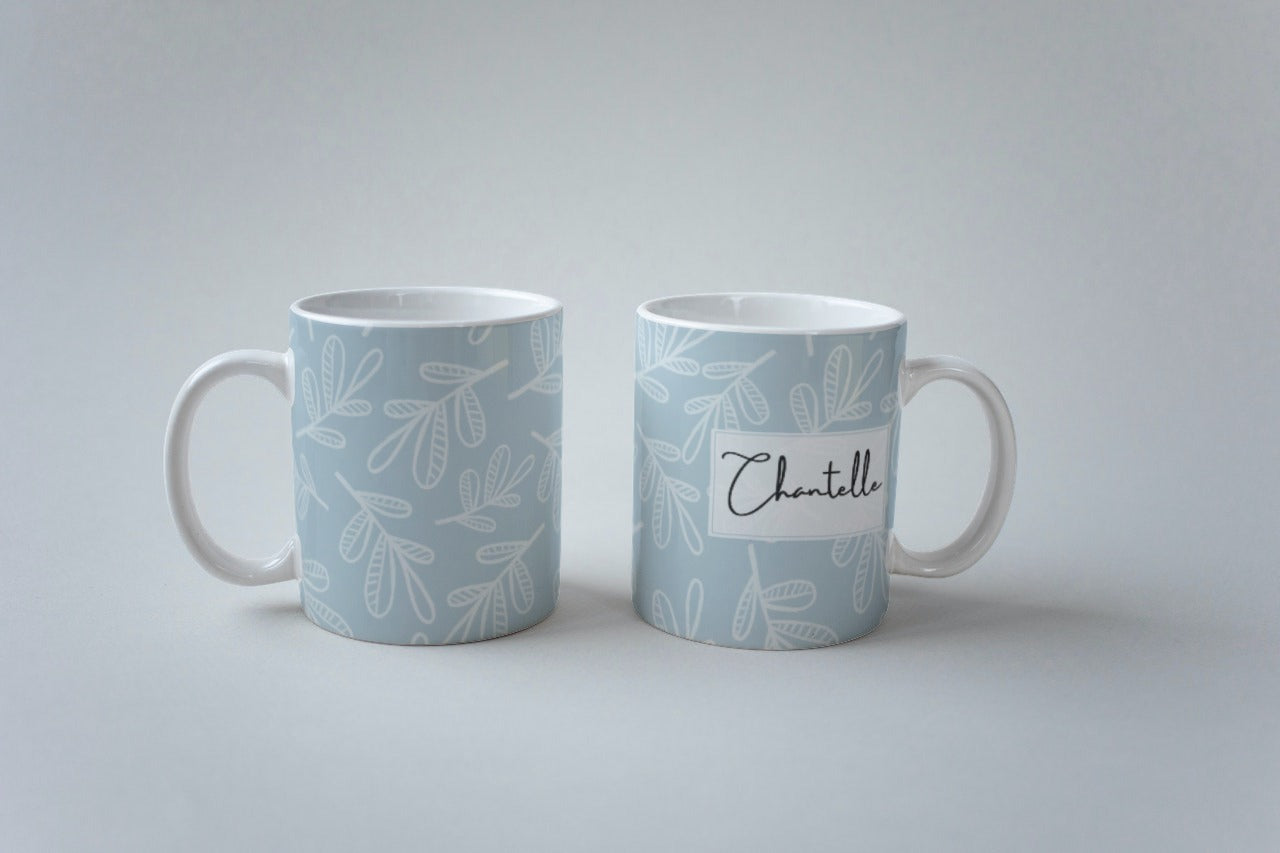 Personalized Mug: Blue Leaf